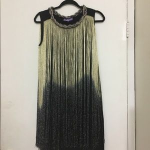 Ombré style gold/black fringe dress